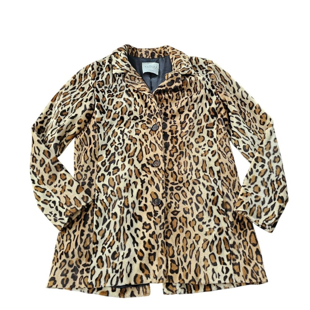 Velvet Women's Faux Leopard Animal Print Jacket Coat size XS